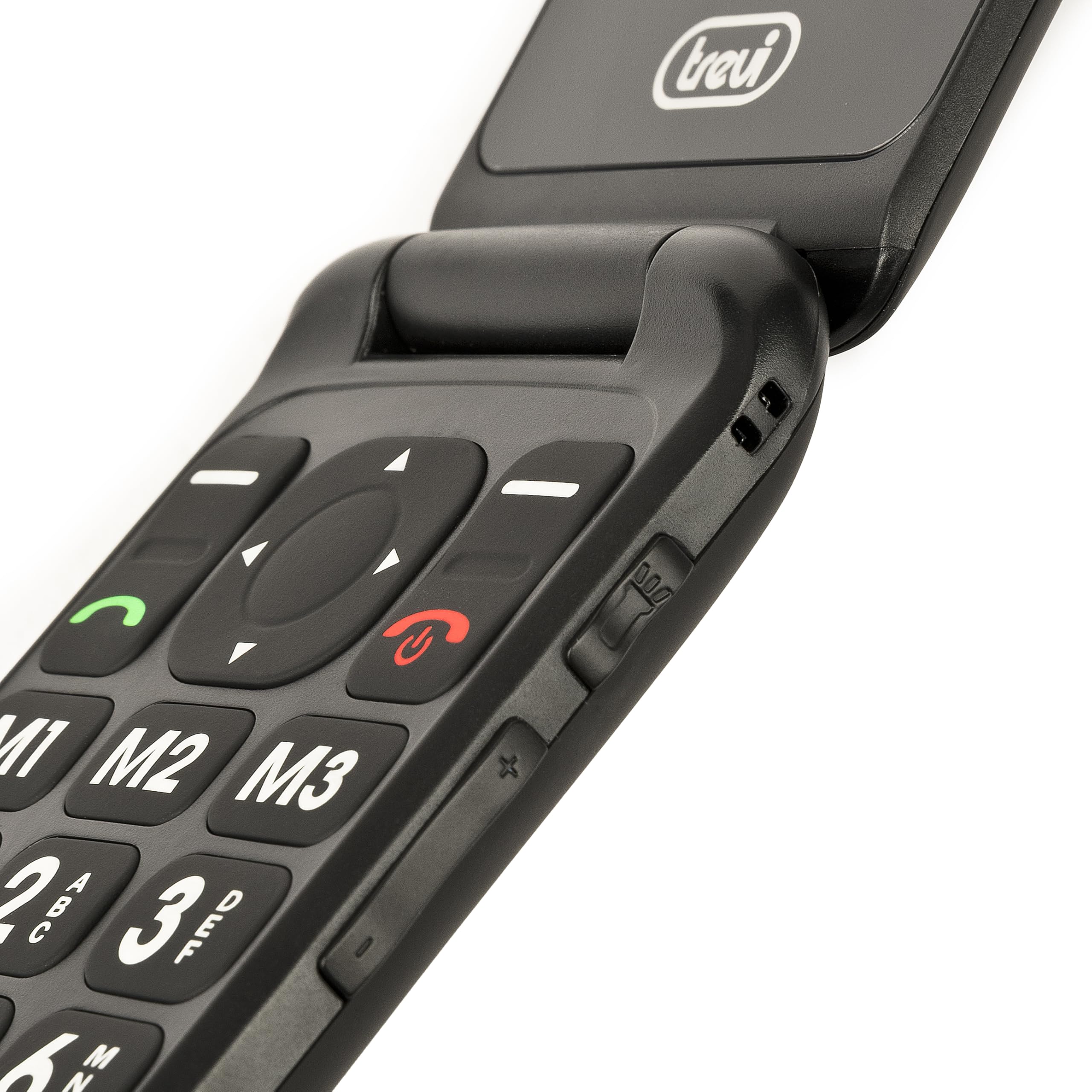 Trevi FLEX PLUS 55 Telefono Cellulare a Conchiglia per Anziani con Tasti Grandi Retroilluminati, Senior Phone con Tasto SOS Emergenza, Batteria Lunga Durata e Base di Ricarica Inclusa, Nero
