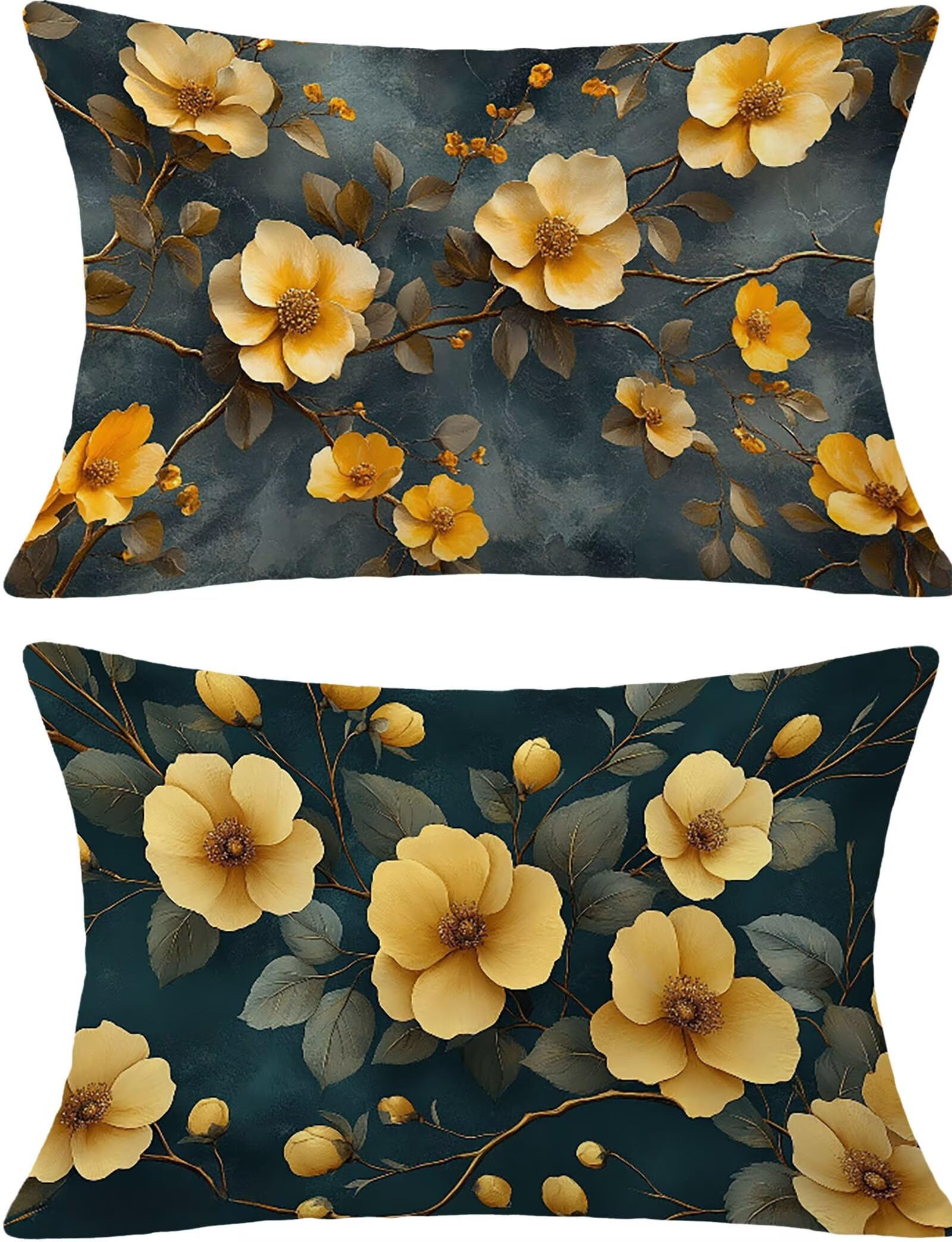 Taie oreiller 40x70 jaune housse coussin rectangulaire velours salon