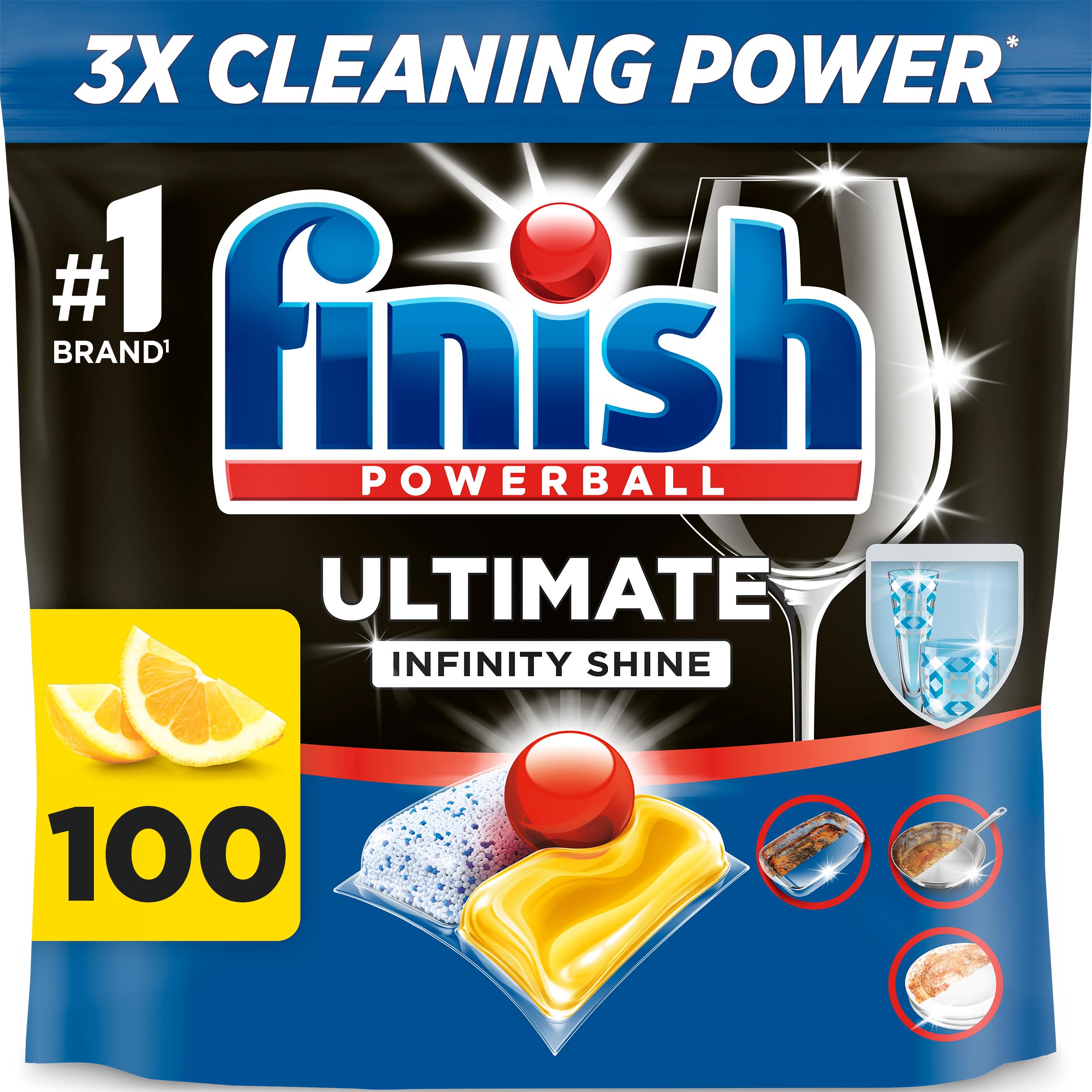 Finish Ultimate Infinity Shine, Dishwasher Tablets, Lemon, 100