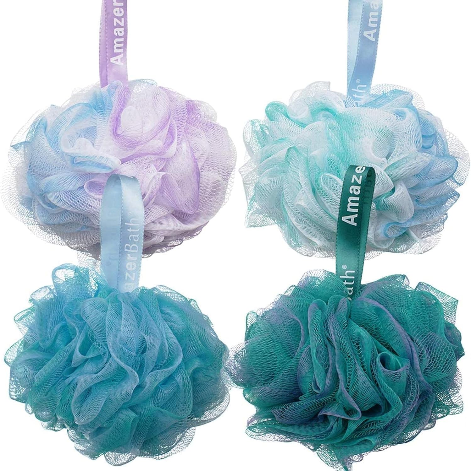 AmazerBath Shower Bath Sponge Shower Loofahs Balls 60g/PCS for Body Wash Bathroom Men Women- Set of 4 Flower Color: Health & Personal Care