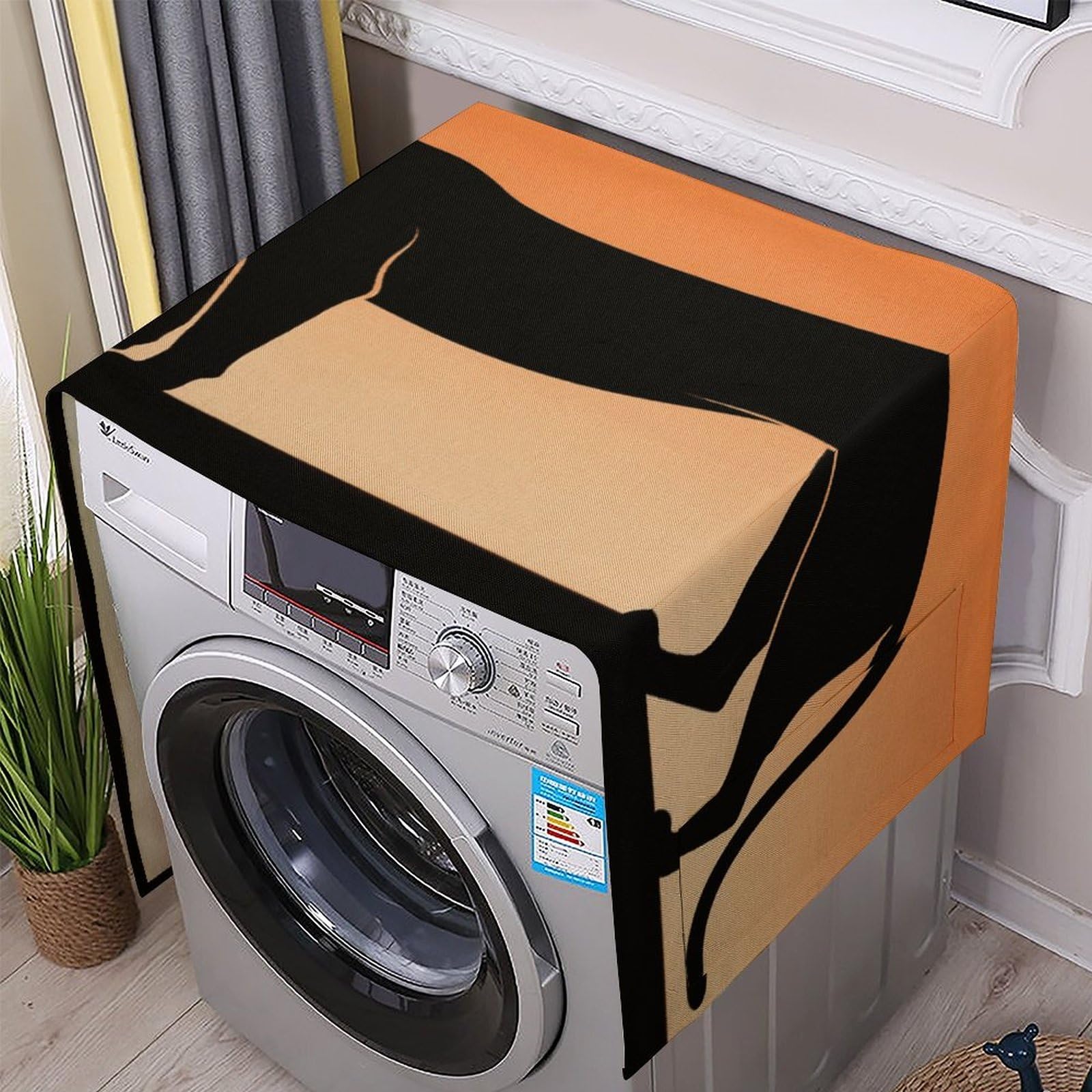 Fodpand White Washing Machine Cover For Top Load Dustproof Cheetah Washer And Dryer Cover With Storage Pockets Household Appliance Covers Washable Top Protector Mat Pad For Laundry & Kitchen