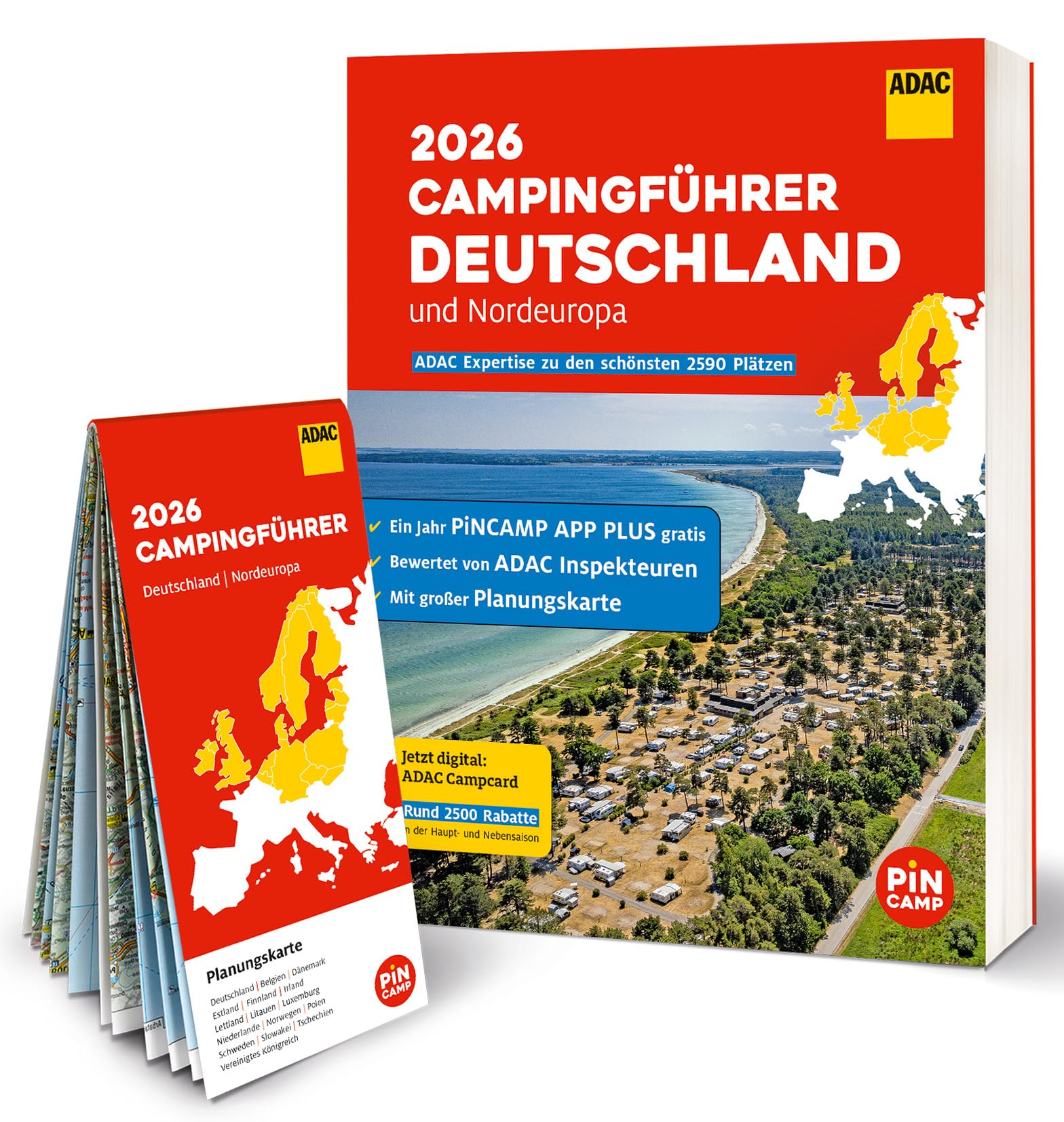 ADAC Campingführer Deutschland/Nordeuropa 2026: Mit Gutscheincode: 1 Jahr PINCAMP Camping App kostenlos (Wert: 11,99 EUR)