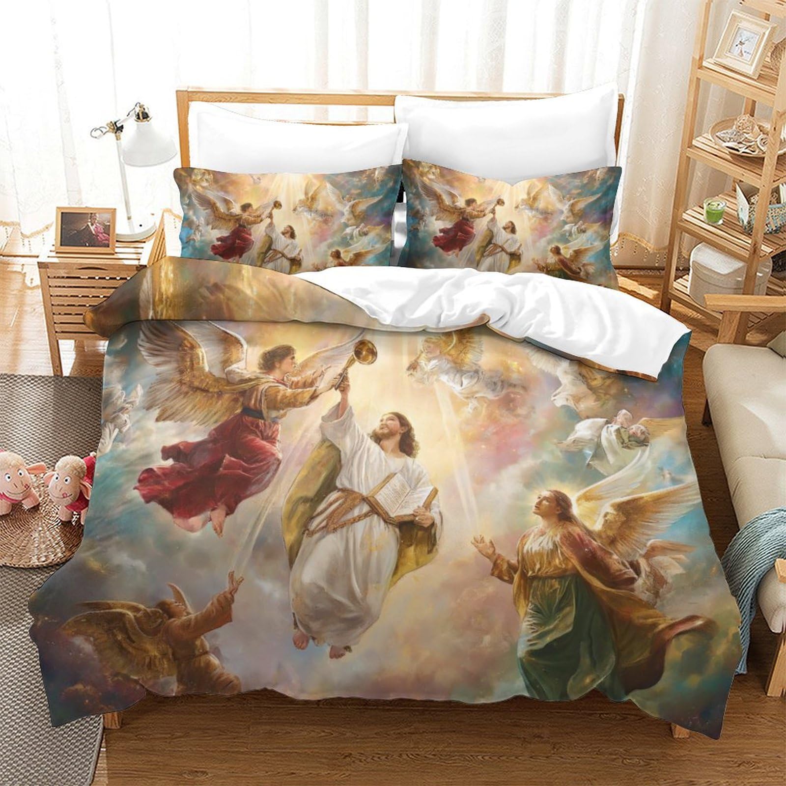 Parure de couette Jésus impression 3D douce et durable pour grand lit double