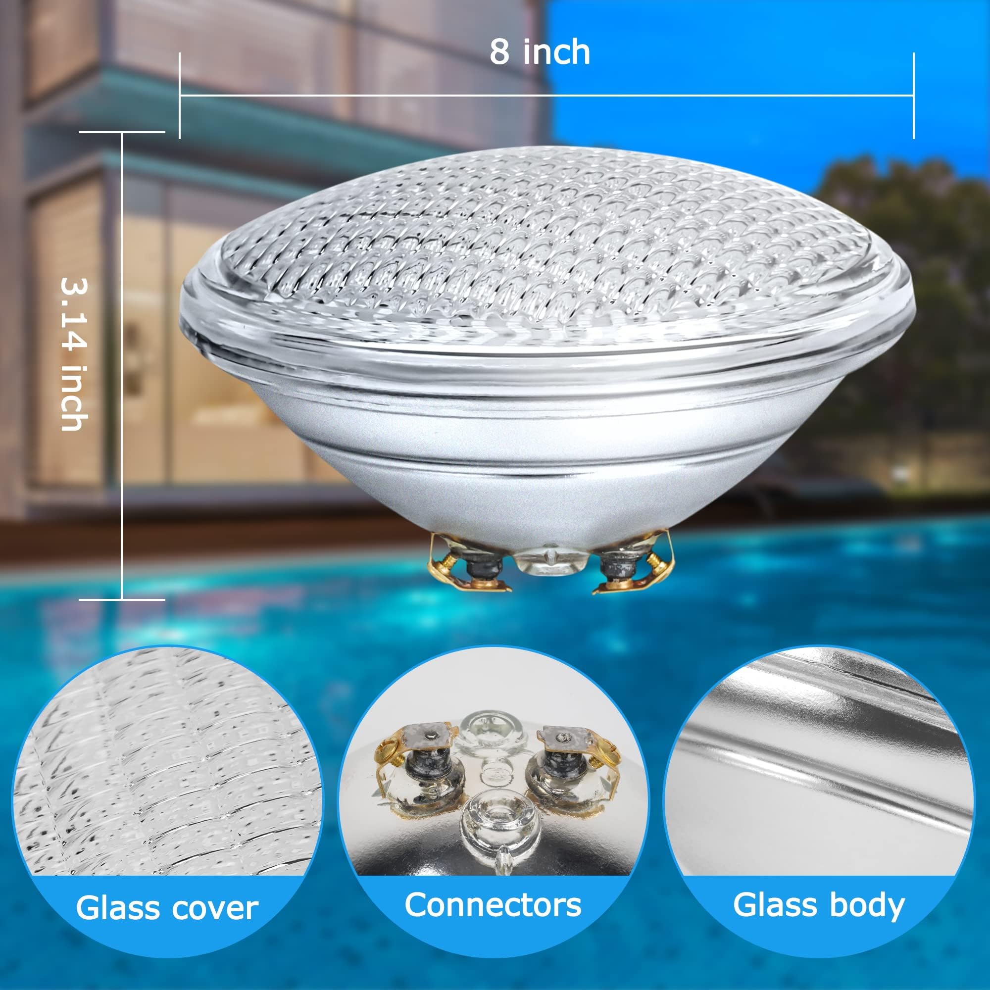 AHJ Iluminación subacuática para piscina PAR56 36 W LED Iluminación para piscina, [12 V CA/DC] IP68 iluminación subacuática con mando a distancia de repuesto para faros halógenos de 300 W