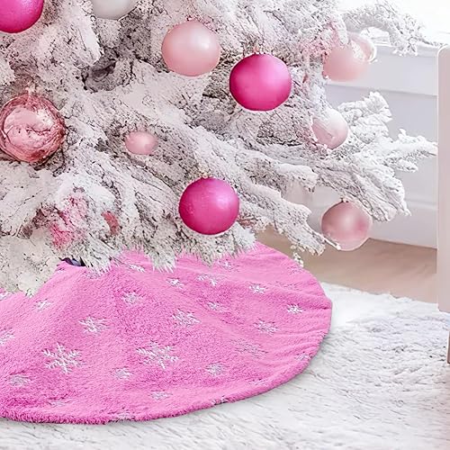 Miniatura 15 de Falda de árbol de Navidad de 36 pulgadas, faldas blancas de piel sintética con copos de nieve de lentejuelas doradas, falda de árbol de felpa suave