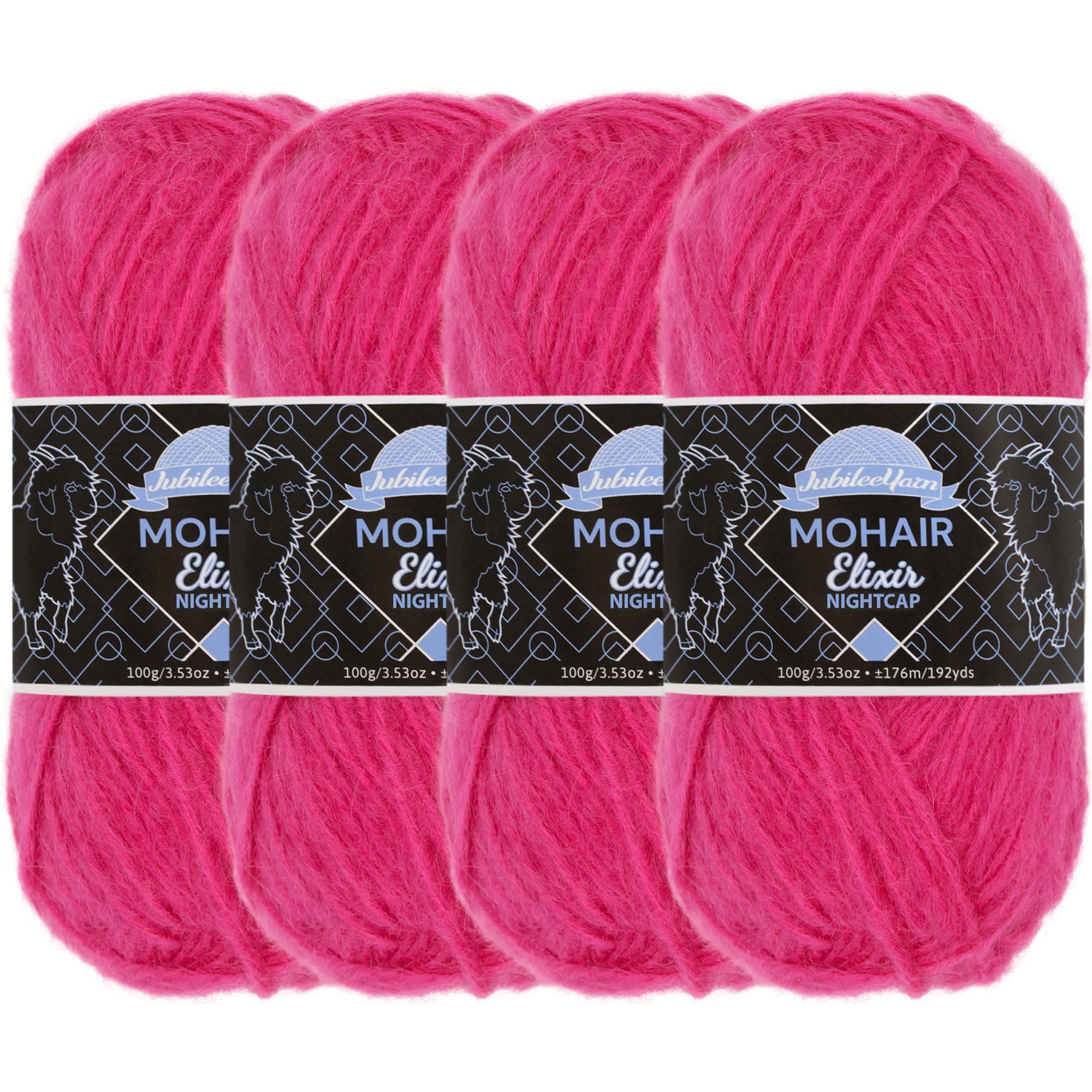 Lana gruesa Mohair Elixir Nightcap ovillos de 100g color copa de querubín pack de 4 madejas
