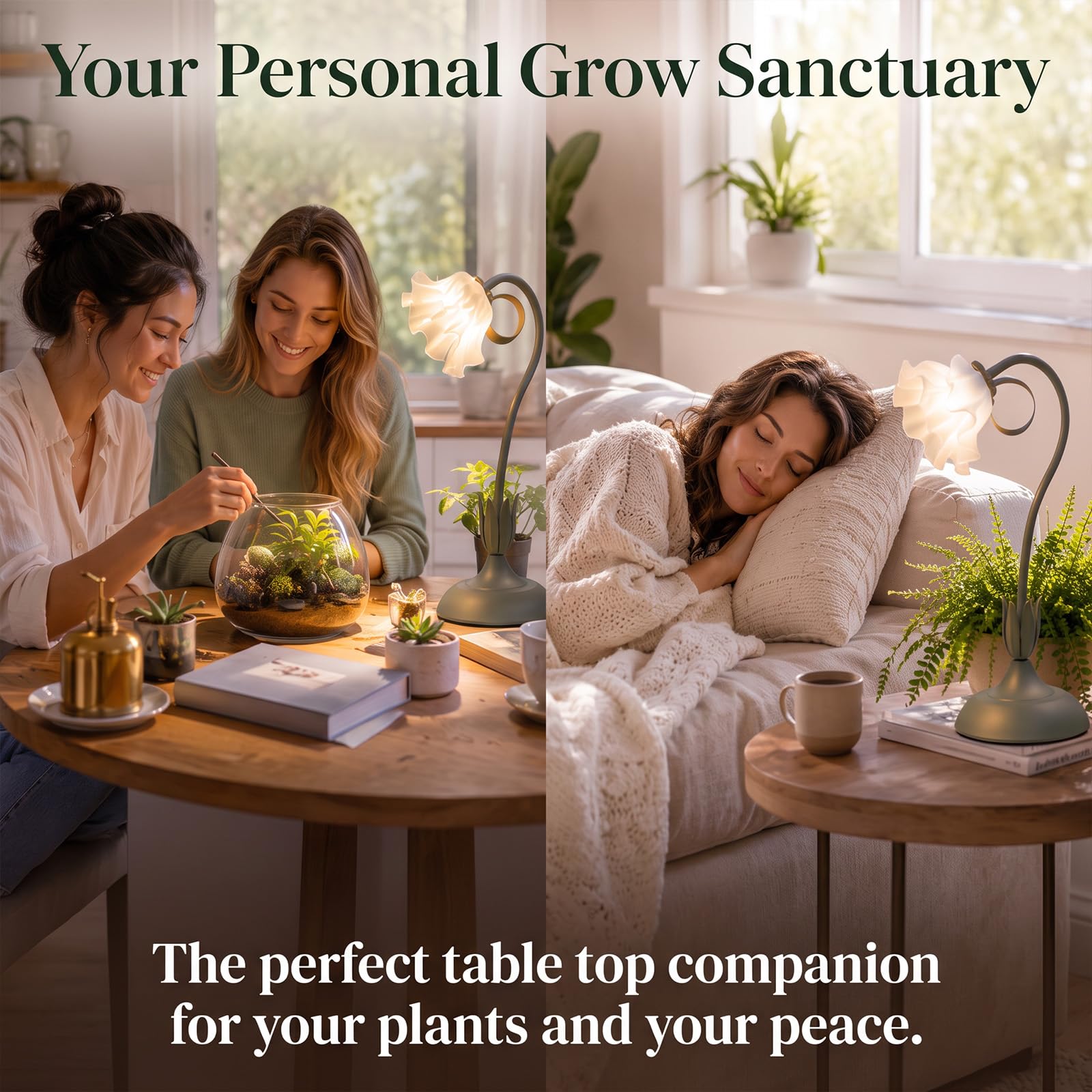 Luz de cultivo de mesa para plantas de interior, luz decorativa de escritorio para suculentas, cactus bonsái, luces de cultivo de escritorio ajustables con base, bonita lámpara de cultivo de oficina