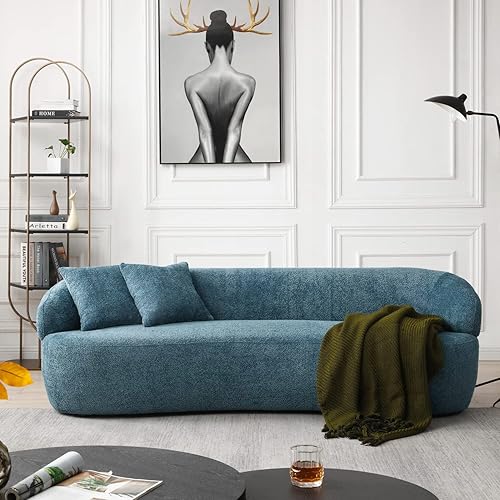 Miniatura 11 de JUSTONE Sofá de sala de estar curvado moderno de mediados de siglo de 94 pulgadas, sofá de tela Boucle de 3 asientos para dormitorio, oficina, 93.6