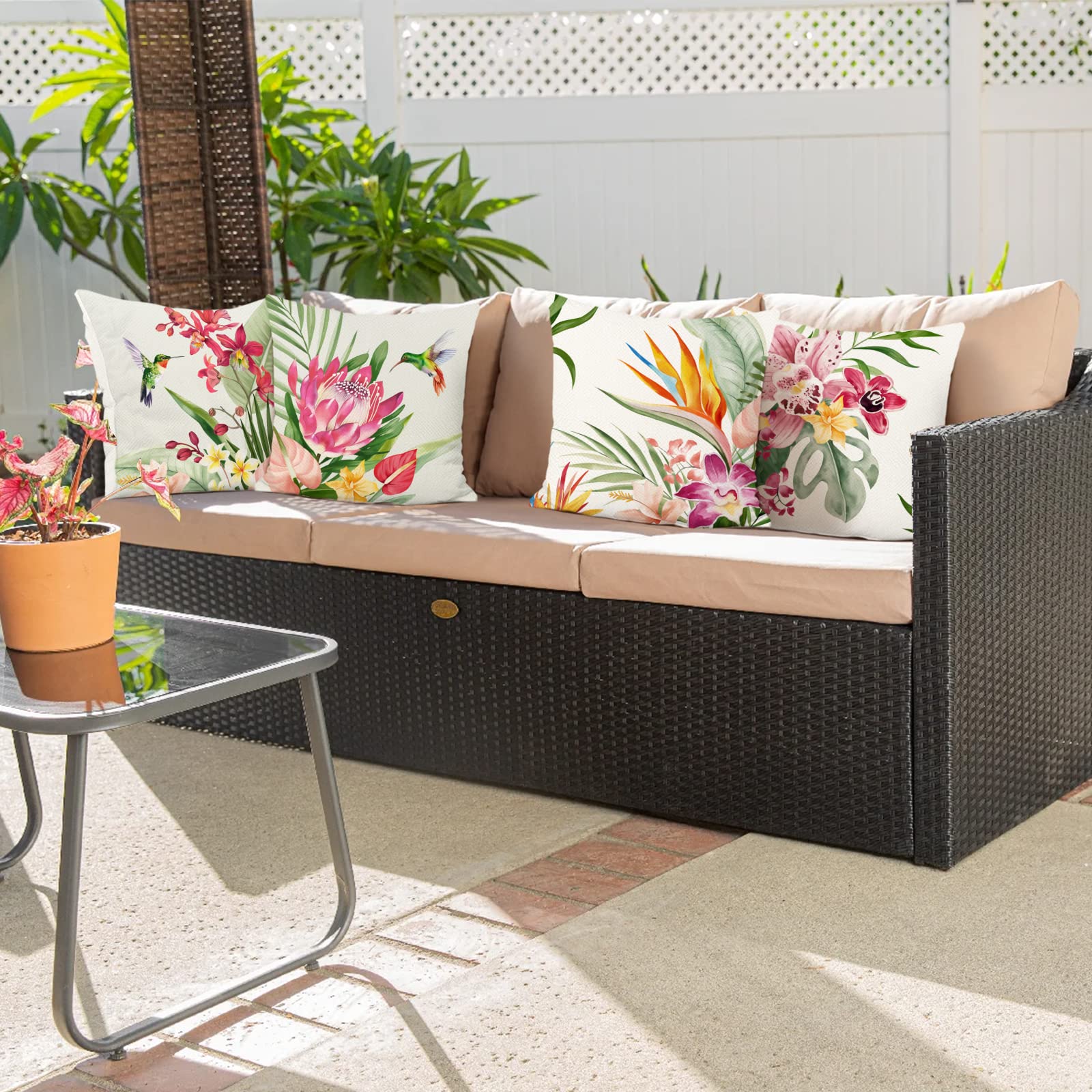 Bonhause Federe per Cuscini Cactus Tropicale 45 x 45 cm Copricuscini Decorativi