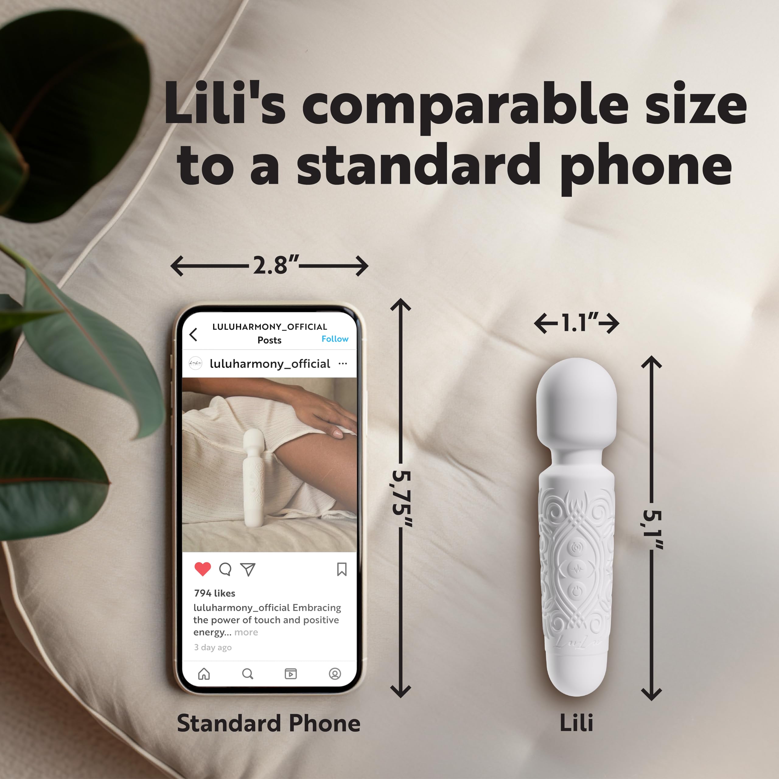 LuLu Wand Massager Vibrator for Women - Powerful Multi-Speed Waterproof Vibrating Wand with Smoky Quartz Yoni Egg - Silent Rechargeable Sex Toy for Clitoral Stimulation