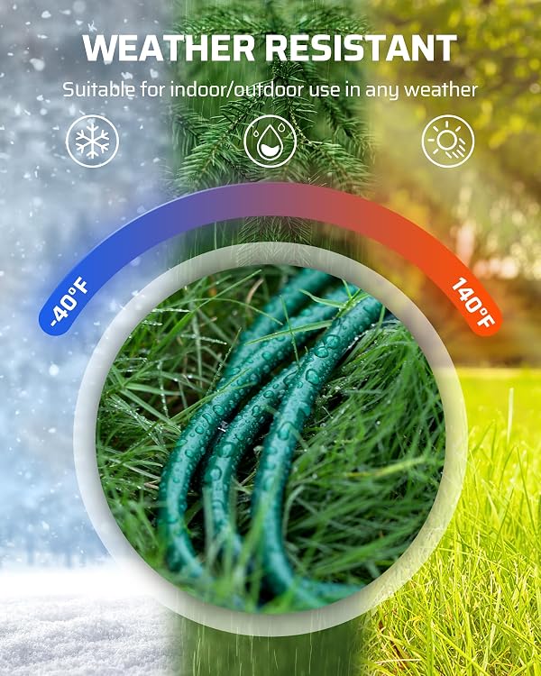 DEWENWILS Outdoor Extension Cords, Total 58FT (Max Length 40FT from End to End), Heavy Duty Extension Cord, Extension Cord with Switch for Outdoor/Indoor String Lights, Green by DEWENWILS - Image 4