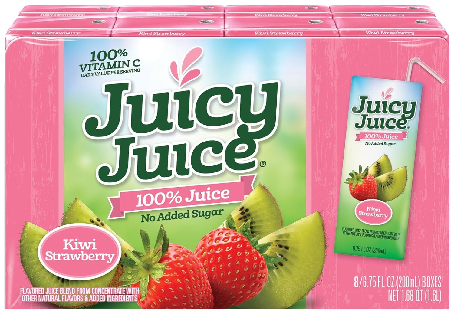 Juicy Juice Slim 8 Pack, Kiwi Strawberry, 6.75 Ounce Boxes (Pack of 4)
