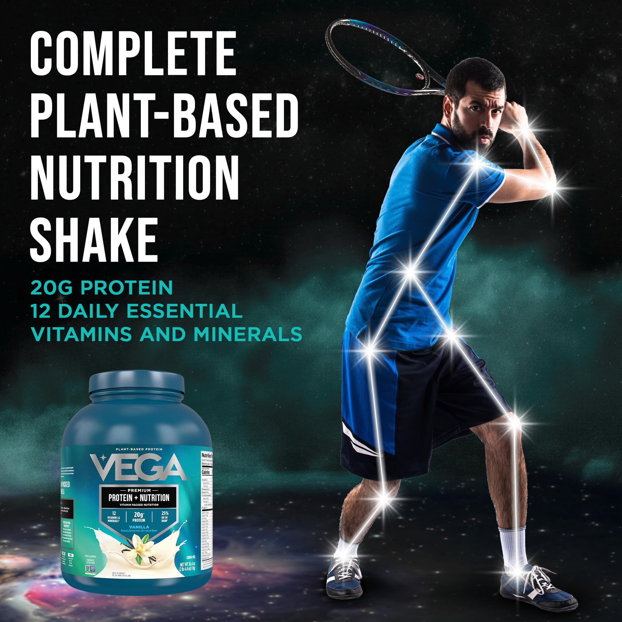 Vega Protein + Nutrition – 20g Plant Based Vegan Protein Powder, Vanilla for a Dairy-Free Protein Shake – XL Tub, 2.3lbs (30 Servings) — Amazon image 2