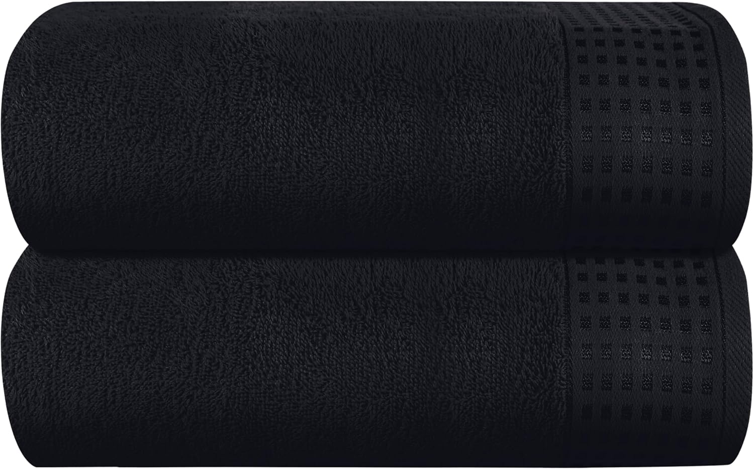 GLAMBURG 100% Cotton Oversized 2 Pack Bath Sheets 35x70, Ultra Soft Highly Absorbant Compact Quickdry & Lightweight Large Bath Sheet Set, Ideal for Gym Travel Camp Pool - Black