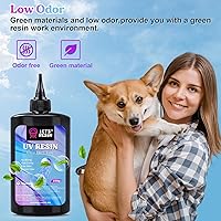 Vista 5 de LET'S RESIN Resina UV, 2,000g 250ml 8Pcs Kit de Resina UV de Curación Rápida Cristal Transparente a Granel, Baja Contracción Sin Tacto Resina Epoxi