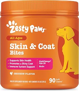 Zesty Paws Omega 3 Fish Oil for Dogs - Mobility + Skin & Coat, Chicken 90Ct