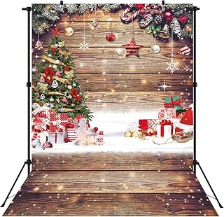 Weihnachts-Holz-Fotografie-Hintergrund Winter-Feiertags-Weihnachtsbaum-Schneeflocken-Holzboden-Hintergrund Weihnachts-Familientreffen-Party-Dekoration Porträt-Booth-Hintergrund (2,44x3,66 m: 96x120