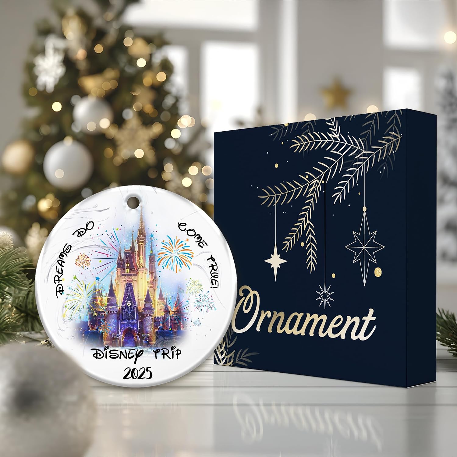 Magical Castle Trip Ornament 2026 - Fireworks Theme Park Vacation Ceramic Hanging Keepsake - Family Travel Adventure Gift for Daughter, Sister, Mom, Wife, Girlfriend, Friend image 4