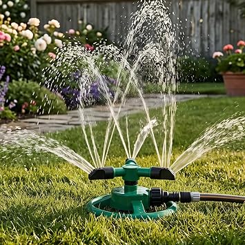 Yard Sprinkler, 360 Rotating Water Sprinkler for Lawn and Garden Large Area Coverage