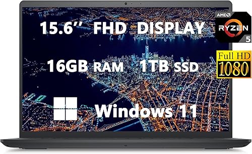 Miniatura 1 de Dell Computadoras portátiles Inspiron 15 3525 2023 para estudiantes y negocios, pantalla LED FHD de 15.6 pulgadas de 120 Hz, AMD Ryzen 5 5500U,