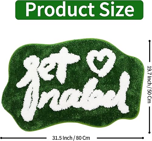 Miniatura 2 de Qleewei Alfombra de baño con texto en inglés "Get Naked", suave, antideslizante, bonita, divertida decoración de baño para dormitorio (texto