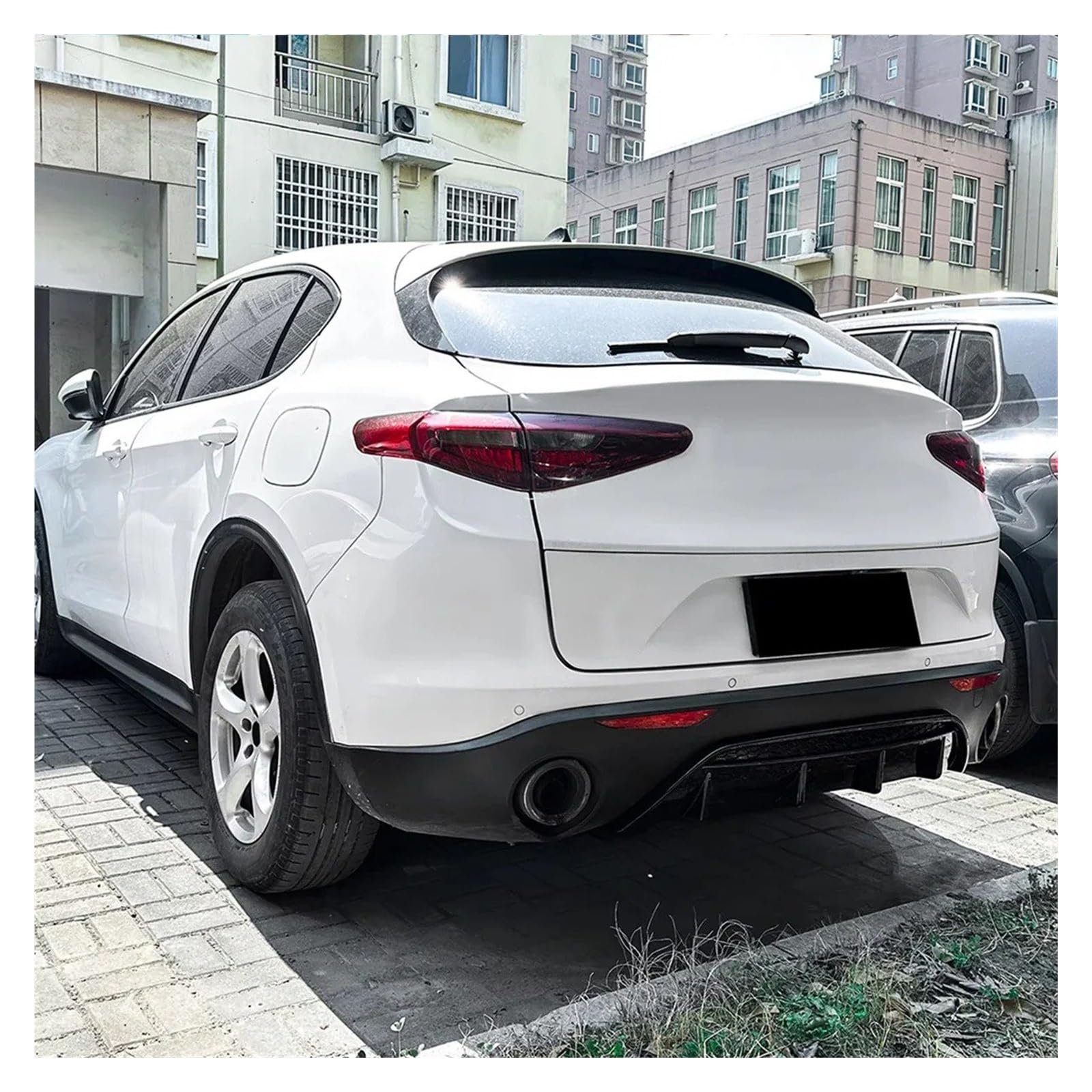 Paraurti Posteriore Diffusore Per Alfa Per Romeo Per Stelvio 2017 2018 2019 2020 2021 2022 2023 2024 Paraurti Posteriore Spoiler Labbro Diffusore Kit(Glossy Black)