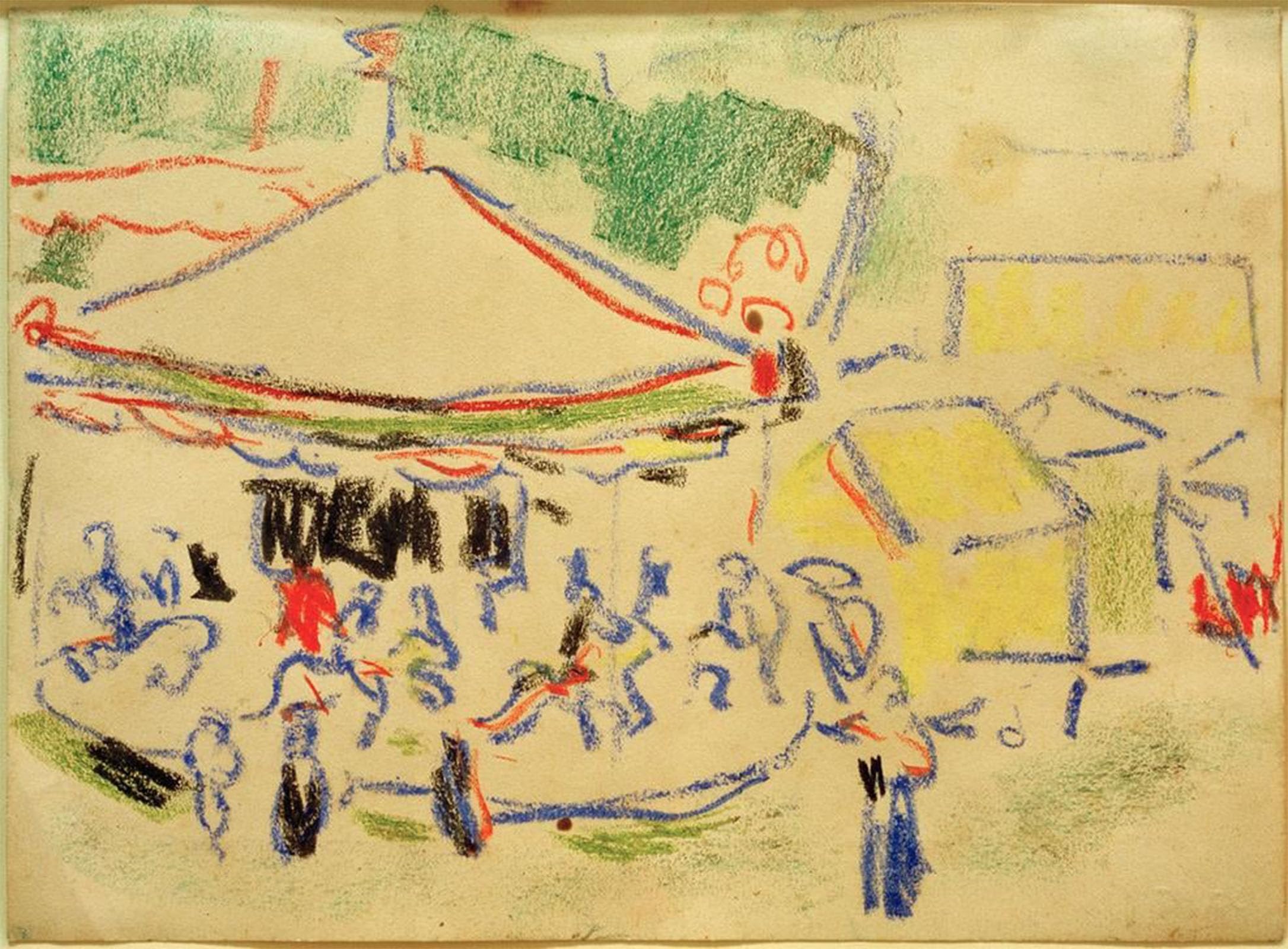 SERENDIPITP Vintage Wall Art Canvas Nordic Poster Canvas Print Picture Carousel by Ernst Ludwig Kirchner Wall Art Poster for Home Decor 60x90cm