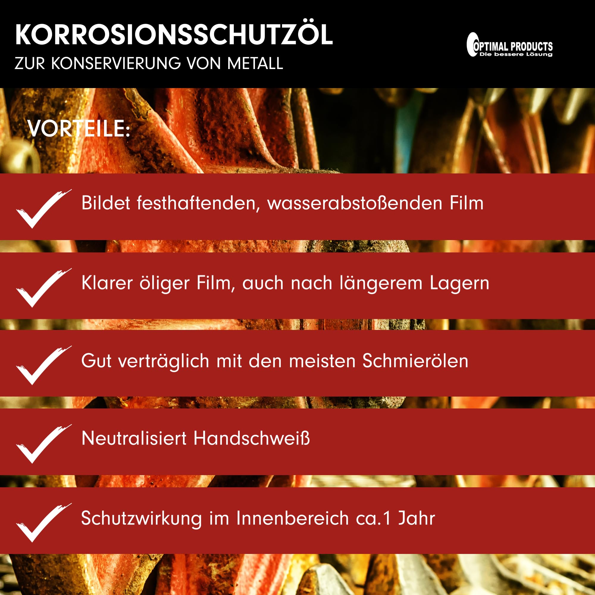 Optimal Products Korrosionsschutzöl 5l I Sprühöl Korrosionsschutz mit rosthemmender Wirkung I Bildet fest haftenden wasserabstoßenden Film I Schmieröl