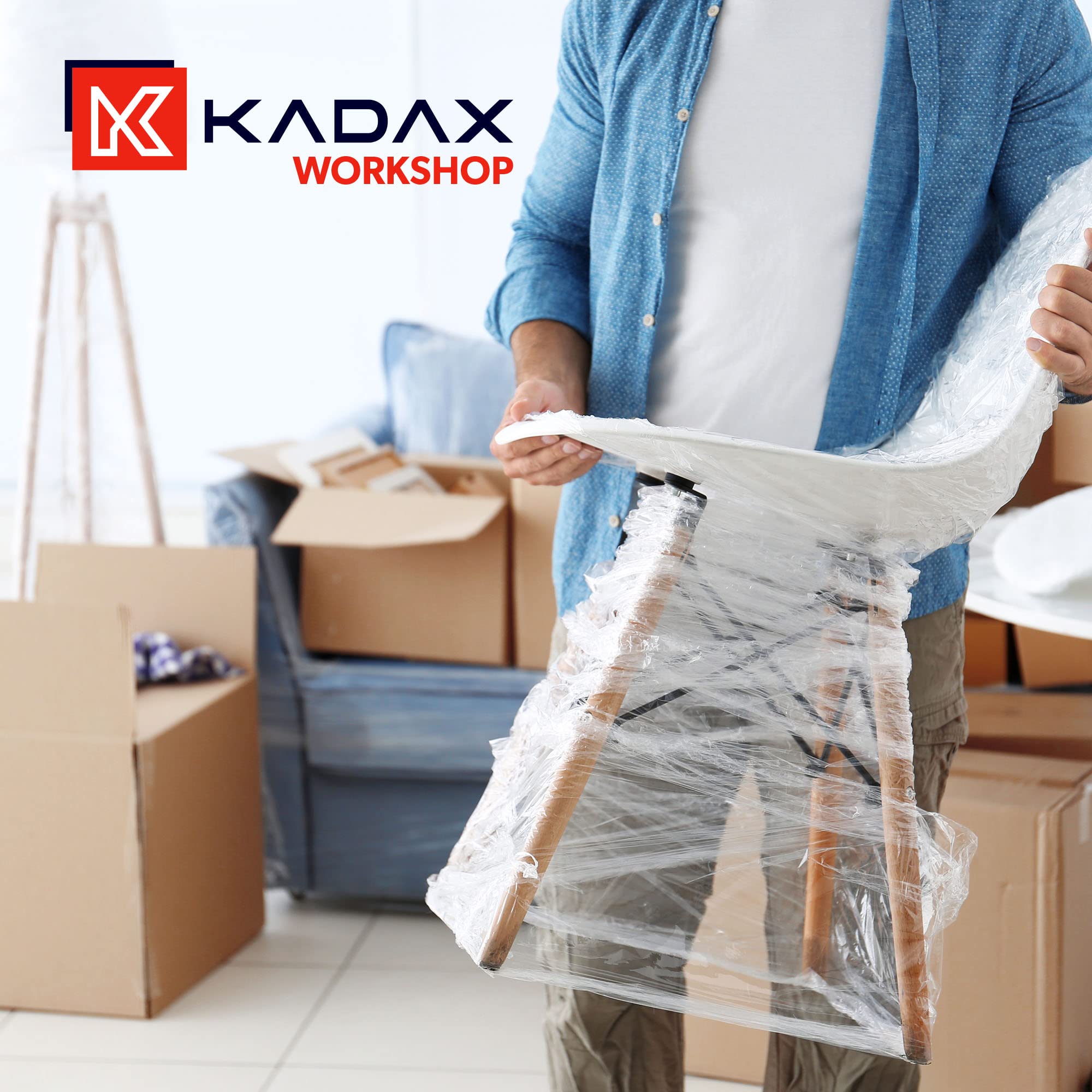 KADAX Pellicola elastica trasparente, 300 x 50 cm, pellicola di plastica per trasloco, 3 kg, per mobili, magazzini, trasporto, pellicola avvolgente, pellicola per imballaggio (set da 6 pezzi)
