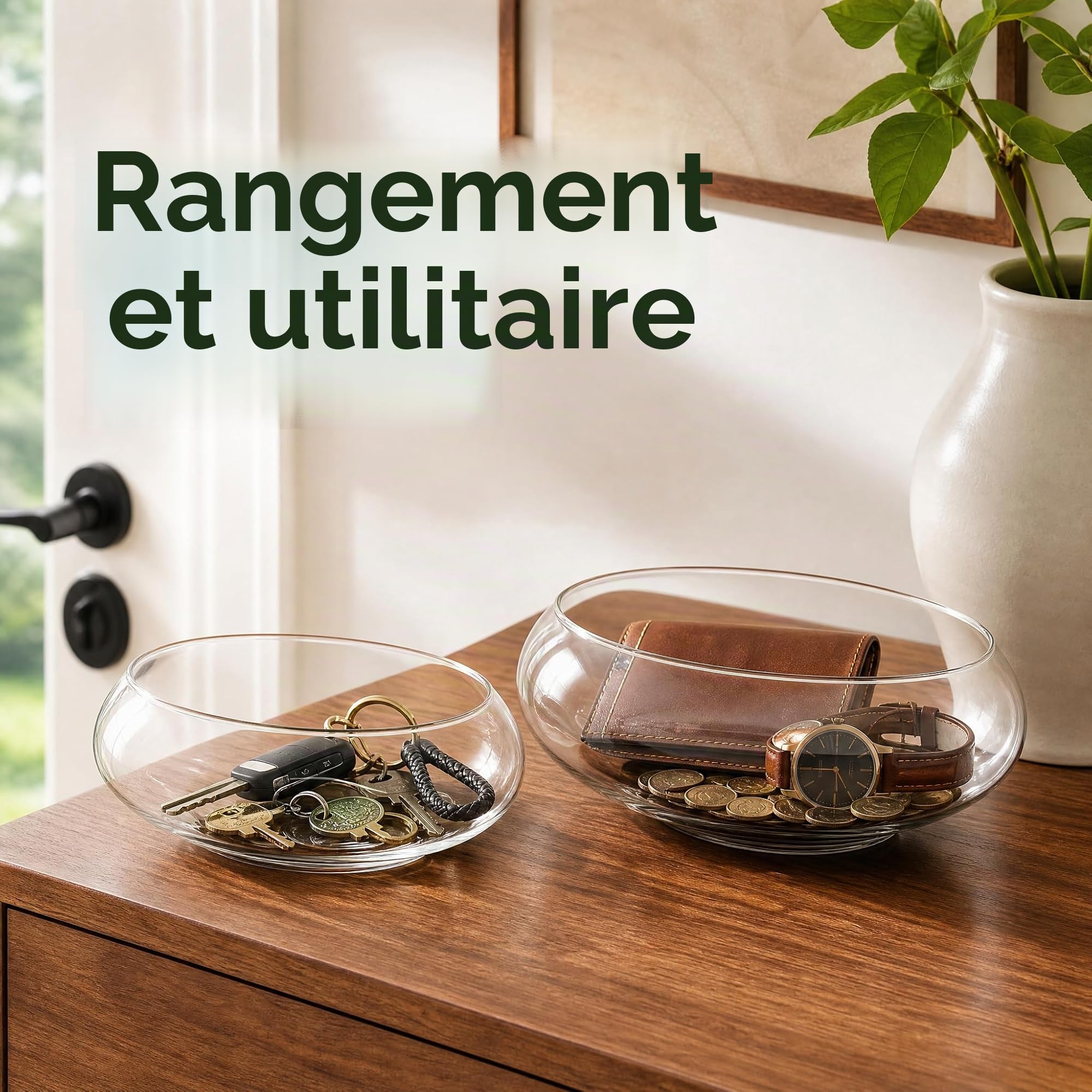 ZENFUN Lot de 2 vases en Verre de 15 cm, 20,5 cm de Large Ouverture, Terrarium Rond, Pot de Fleurs hydroponique en Verre Transparent pour Centre de Table, décoration d'intérieur
