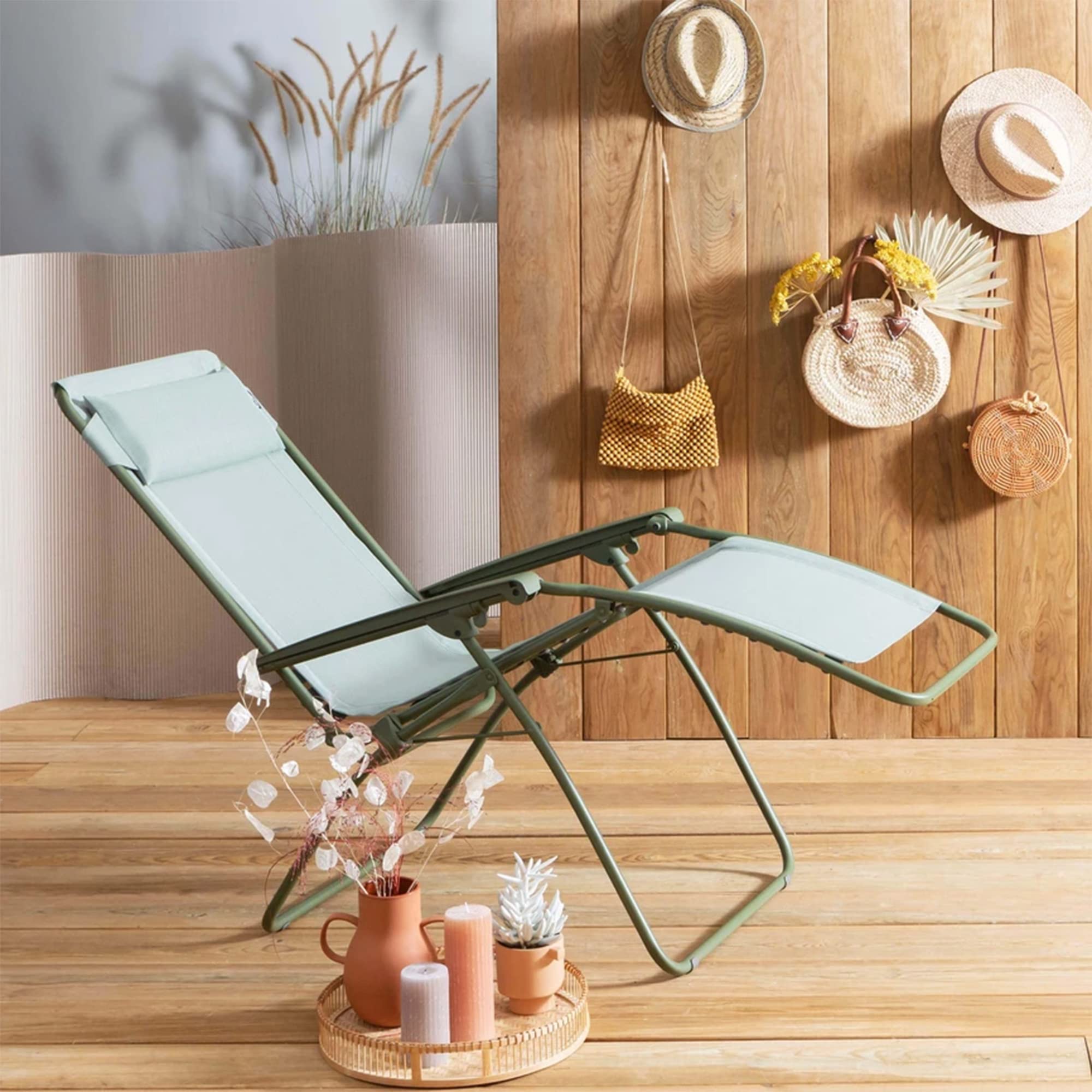 Lafuma MOBILIER - Fauteuil Relax Transat Jardin - Chaise Longue Zéro Gravité - Rclip - Batyline® Iso - Vert Moss - Fabriqué en France - LFM5169_9874 - Garantie 5 Ans - L.88xl.67xH.114cm