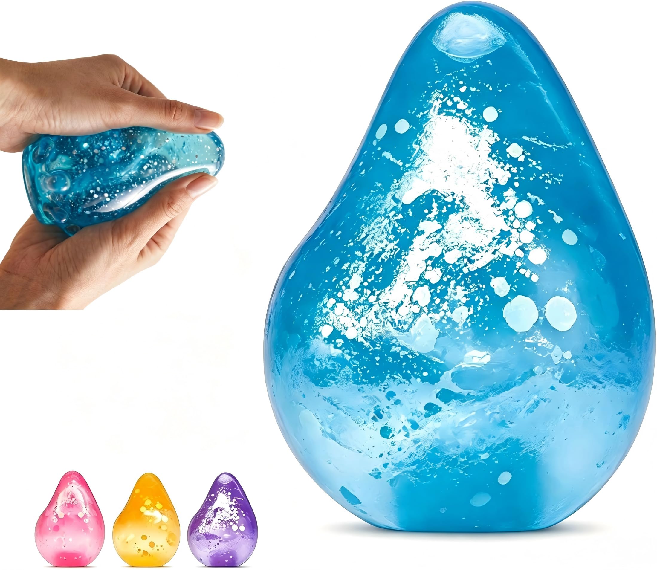 Squishy Stress Ball, Water Drop Fidget Stress Ball,Drop Malt Sugar Balls Sensory,for Everyone Relief Anxiety (Blue+) — image 1