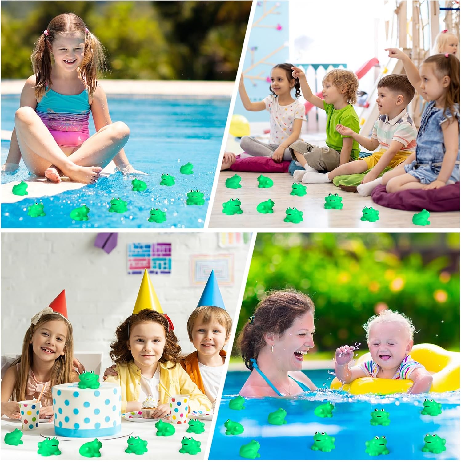 Mototo 120 PCS Rubber Frogs Little Squeaky Frogs Float Bath Toy Green Shower Swimming Bathtub Toy Easter Egg Stuffer for Hyundai Santa Cruz Jeep Game Prize Froggy Birthday Party Classroom School Decor