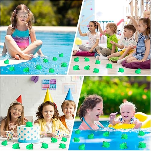 Miniatura 7 de 30 ranas de goma para baño, chirrido y flotador, ranas de goma verdes, ranas de goma verdes, ranas de ducha, ranas de baño, juguetes para niños y