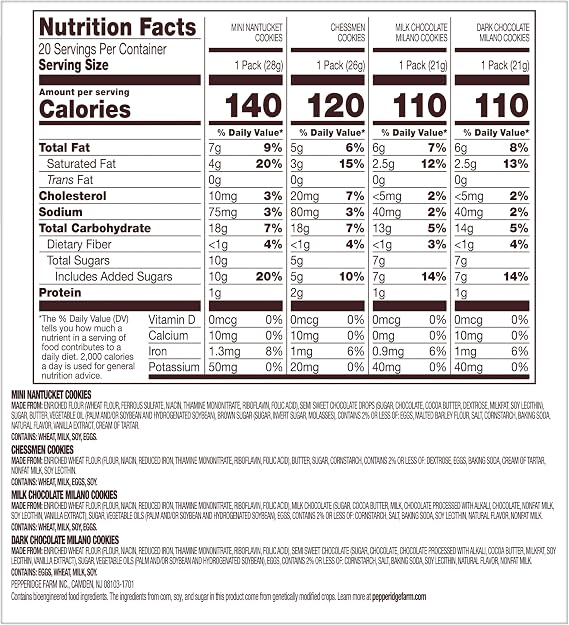 Pepperidge Farm Cookies Snack Packs - Pack of 20