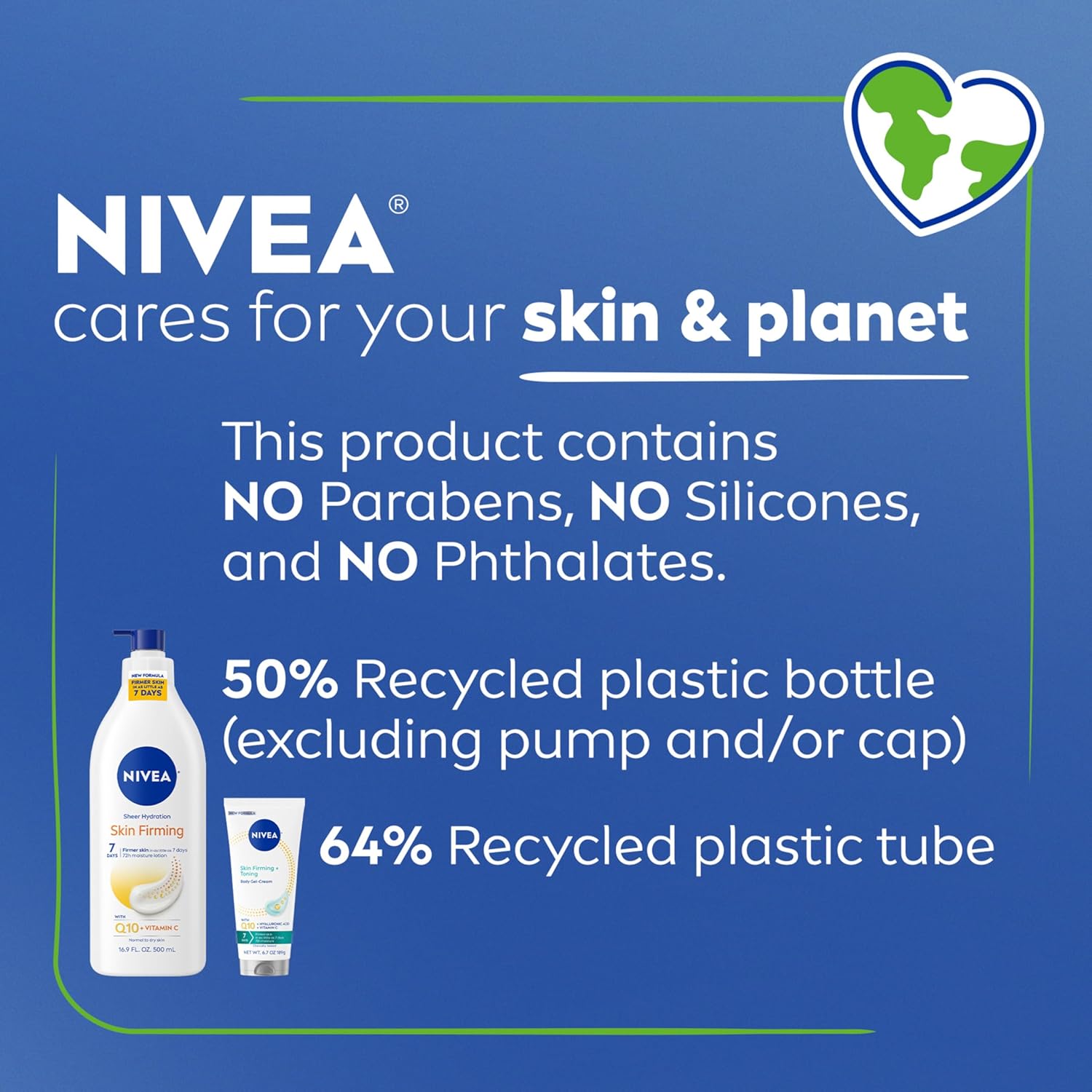 NIVEA Sheer Hydration Skin Firming Body Lotion (16.9 Fl Oz) + Skin Firming & Toning Body Gel Cream with Hyaluronic Acid (6.7 Oz), Enriched with Q10 and Vitamin C - Image 11