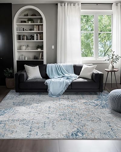 Alfombra de área de 5 x 7 pulgadas, lavable a máquina, vintage y tradicional, plegable, delgada, retro, antideslizante, alfombra con estampado