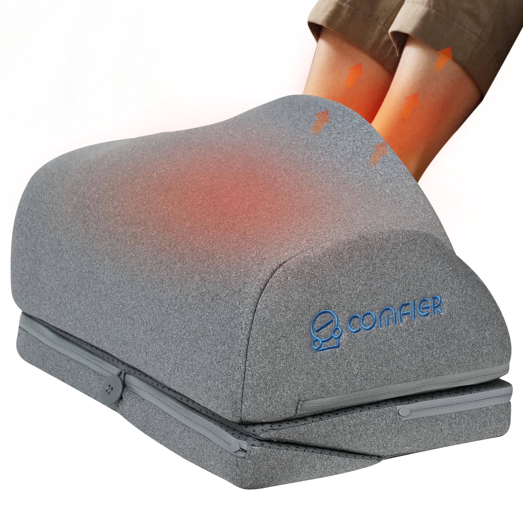 COMFIER Foot Warmer with Vibration,3 Height Under Desk Foot Rest for Office Chair, Foot Massager with Heat, Ergonomic Heated Footrest, Gaming Chair Footstool, Computer Desk Use