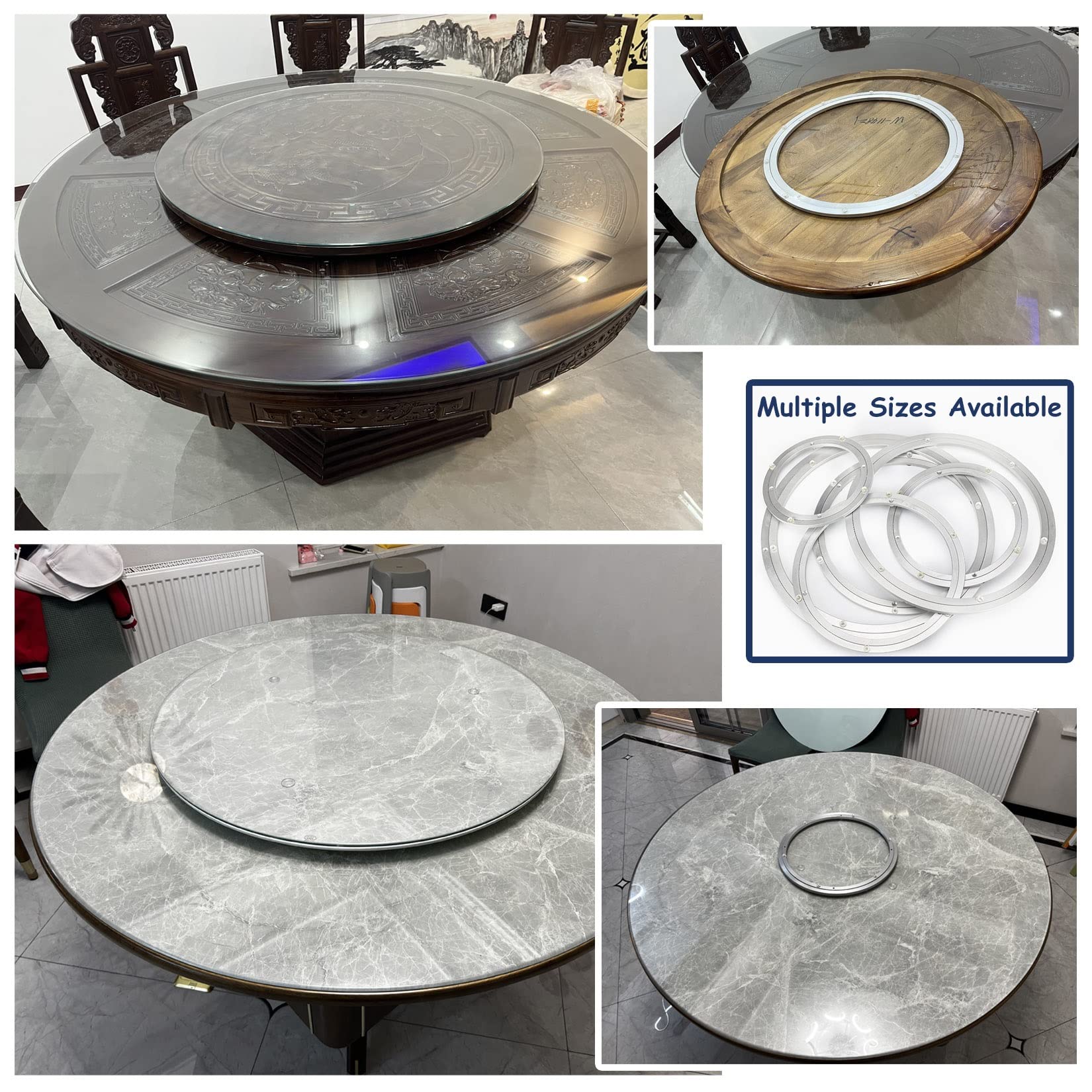 Cuscinetto for giradischi in lega di alluminio, cuscinetto for giradischi Lazy Susan in lega di alluminio argento, dimensioni multiple(50Cm)
