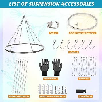 24inch Ceiling Drapes Hanging Kit, Metal Ceiling Canopy Hoop Hardware Kit
