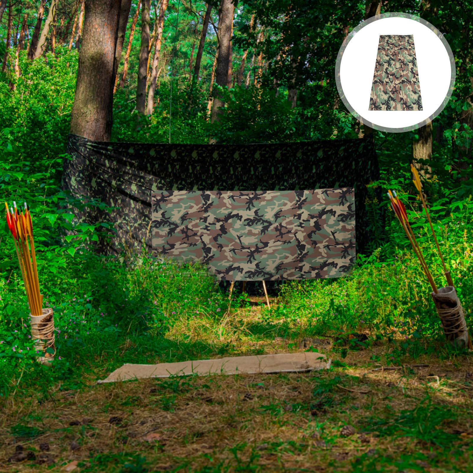 Rete da Tiro Arco Camouflage in Fibra di Aramide Resistente, Design Portatile Protezione UV per Ambienti Indoor e Addestramento Tiro Arco Sicuro