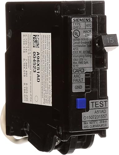 Miniatura 8 de Siemens QA120AFC - Disyuntor AFCI combinado de enchufe de 20 amperios de un solo polo de 120 voltios