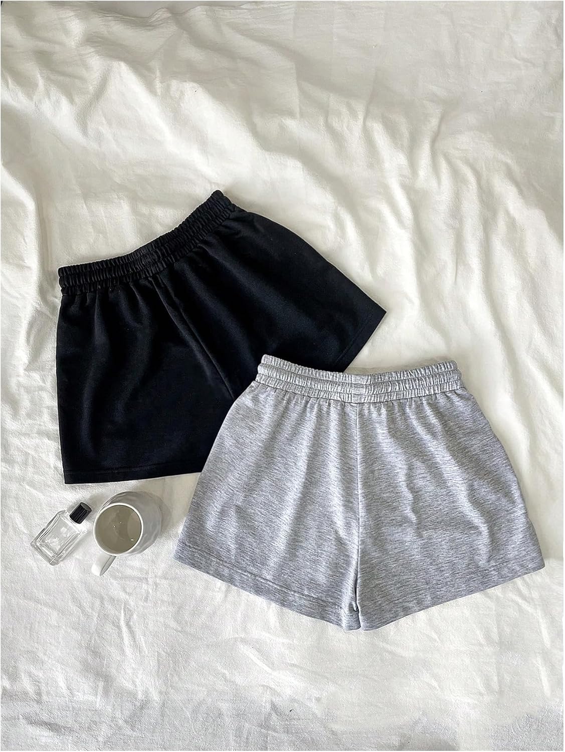 Milumia Women's 2 Pack Drawstring Mini Sweat Shorts Elastic Waist Workout Running Lounge Shorts - Image 2