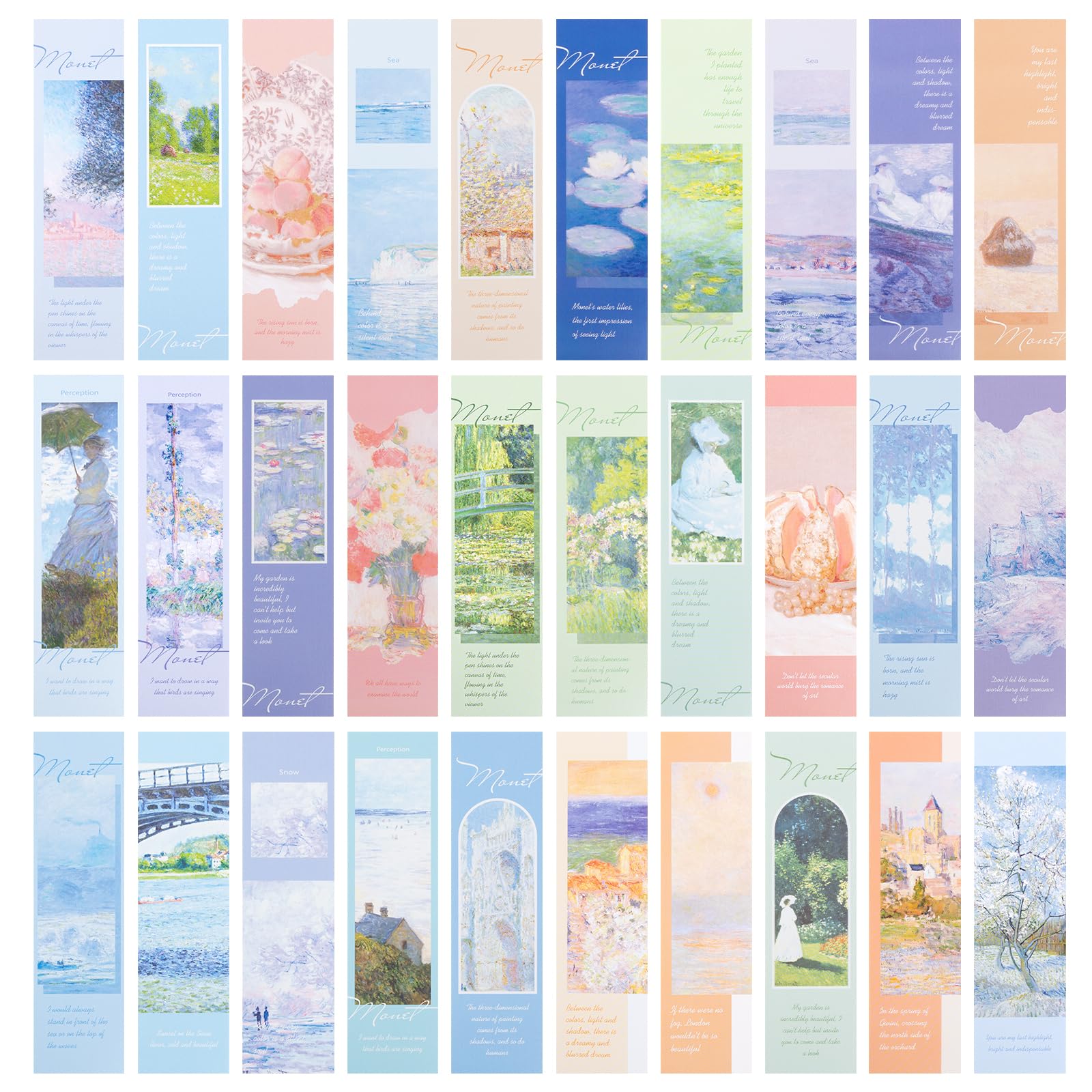 AVECMOI Marcapáginas de Papel con Pinturas al Óleo Impresionistas, Set de 30 Marcadores de Libros, un Regalo de Lectura para Mujeres, Profesores, Estudiantes, Amantes de los Libros
