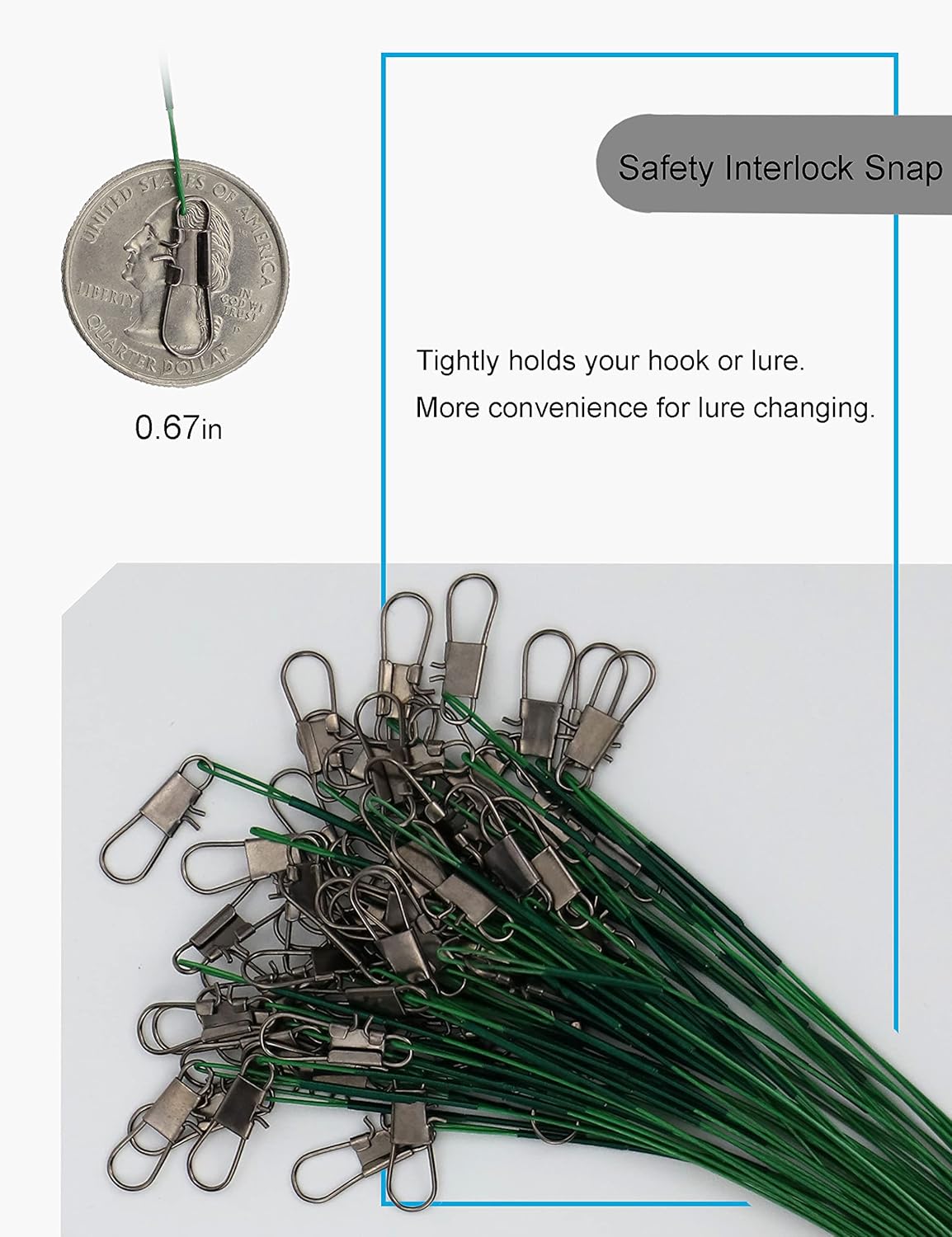 Facikono Steel Leaders Fishing Saltwater, Leaders Wire with Swivels and Snaps for Walleye Pike Catfishing Rig, 60PCS, 12in : Sports & Outdoors