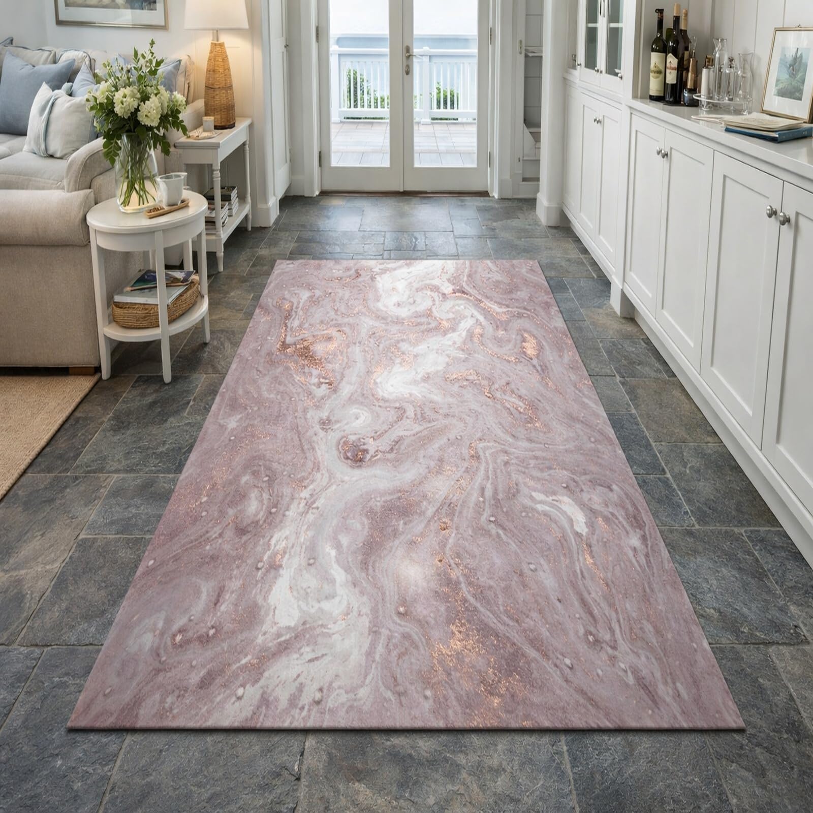 Tapis de salon violet 180x270 cm au style abstrait moderne pour bureau