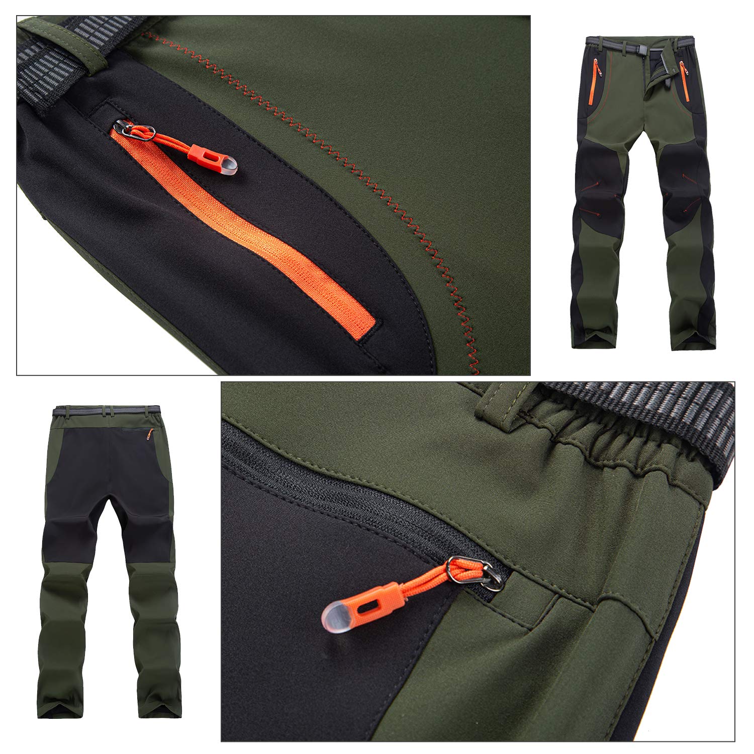 para los Hombres al Aire Libre Pantalones de Senderismo Peso Ligero Resistente al Agua Caminando Caza con Cinturón