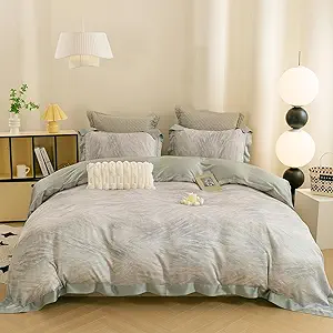 ECOCOTT Bedding 3-Piece Duvet Cover Set King Size – Silky Soft 100% Lyocell, Cooling & Breathable for Hot Sleepers, Ultra-Smooth with Modern Feathered Pattern, Moisture-Wicking