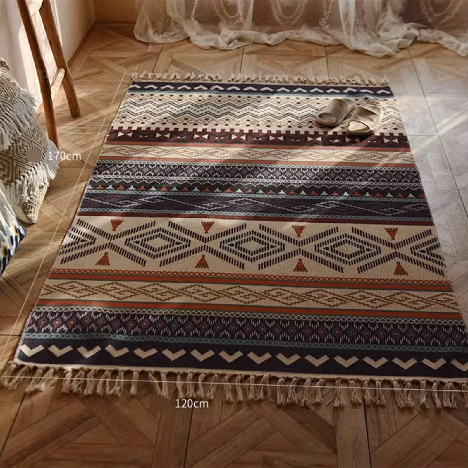 Tappeto da bagno in cotone con nappe, tappeto da ingresso per interni e protezione del pavimento