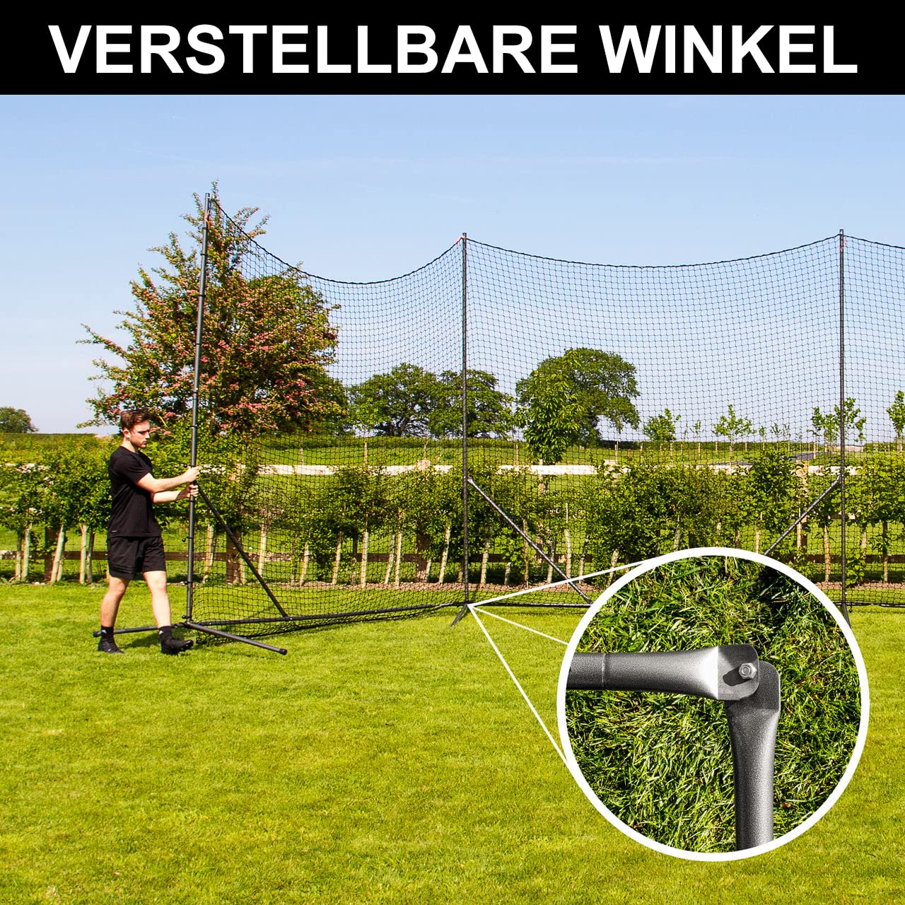 FORZA Stop that Ball™ Freistehendes Ballfangnetz mit Pfosten – Mobiles Ballfangsystem für Garten, Sportplatz, Fußballtraining und weitere Ballsportarten – 5 Größen